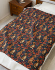 Floral Pawsome Dachsund Delight Velveteen Plush Blanket