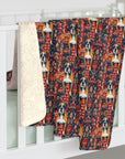 Boxer Blossom Tapestry Delight Sherpa Fleece Blanket