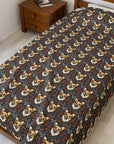 Floofy Corgi Blossom Blast Velveteen Plush Blanket
