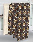 Floofy Corgi Blossom Blast Sherpa Fleece Blanket