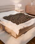 Floofy Corgi Blossom Blast Velveteen Plush Blanket