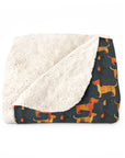 Dapper Dachshund Noir Glow Sherpa Fleece Blanket