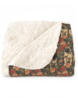 Blooming Pug Paradise Sherpa Fleece Blanket