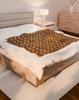 Frenchie Pop Art Pawfection Grid Velveteen Plush Blanket