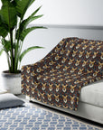 Floofy Corgi Blossom Blast Sherpa Fleece Blanket