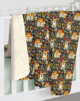 Corgi Rainbow Vine Dream Sherpa Fleece Blanket