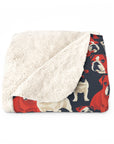 Bulldoggy Bliss Chomper Sherpa Fleece Blanket