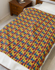 Frenchie Pop Art Pawfection Grid Velveteen Plush Blanket