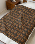 Fanciful Golden Paradise Blossom Velveteen Plush Blanket