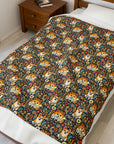 Corgi Rainbow Vine Dream Velveteen Plush Blanket