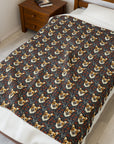Floofy Corgi Blossom Blast Velveteen Plush Blanket