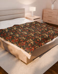 Blooming Pug Paradise Velveteen Plush Blanket