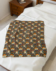 Corgi Rainbow Vine Dream Velveteen Plush Blanket