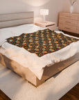 Corgi Rainbow Vine Dream Velveteen Plush Blanket