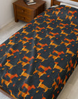 Dapper Dachshund Noir Glow Velveteen Plush Blanket