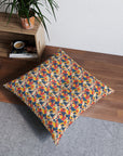 Bloom Pup Frenchietastic Splatter Tufted Floor Pillow, Square