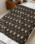 Nighttime Corgi Glow Stride Velveteen Plush Blanket