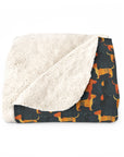Dapper Dachshund Noir Glow Sherpa Fleece Blanket