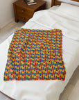 Frenchie Pop Art Pawfection Grid Velveteen Plush Blanket
