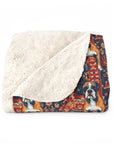Boxer Blossom Tapestry Delight Sherpa Fleece Blanket
