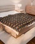 Floofy Corgi Blossom Blast Velveteen Plush Blanket