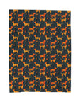Dapper Dachshund Noir Glow Velveteen Plush Blanket