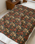 Blooming Pug Paradise Velveteen Plush Blanket