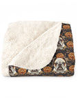 Bloomingly Bulldogistic Bouquet Sherpa Fleece Blanket