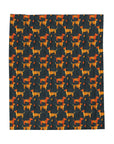 Dapper Dachshund Noir Glow Velveteen Plush Blanket