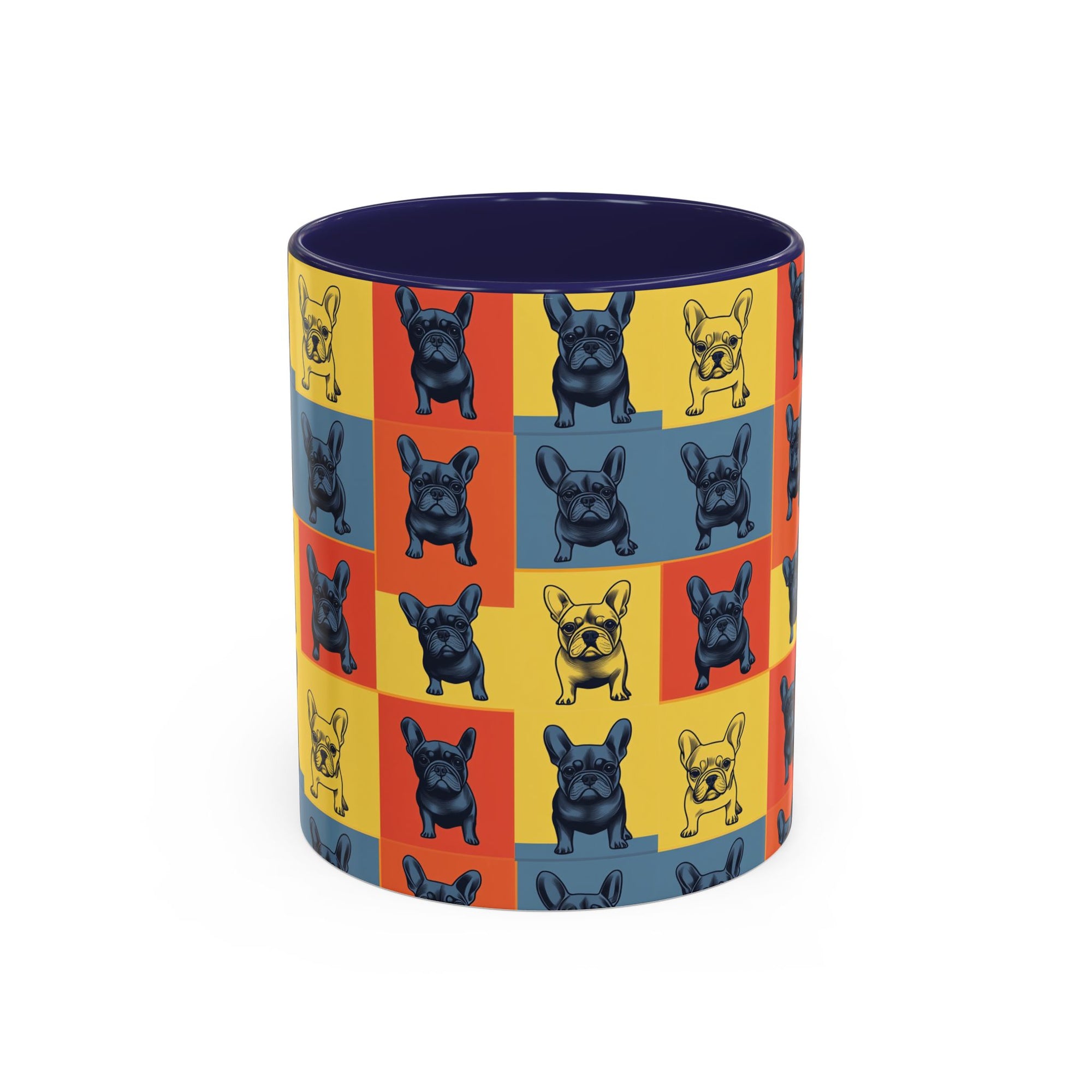 Frenchie Pop Art Pawfection Grid Accent Coffee Mug