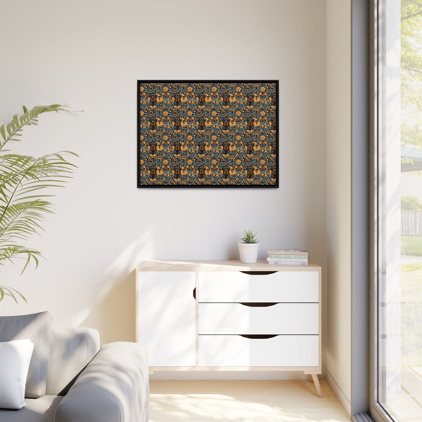 Ruffle Rottie Glamourific Matte Canvas, Framed