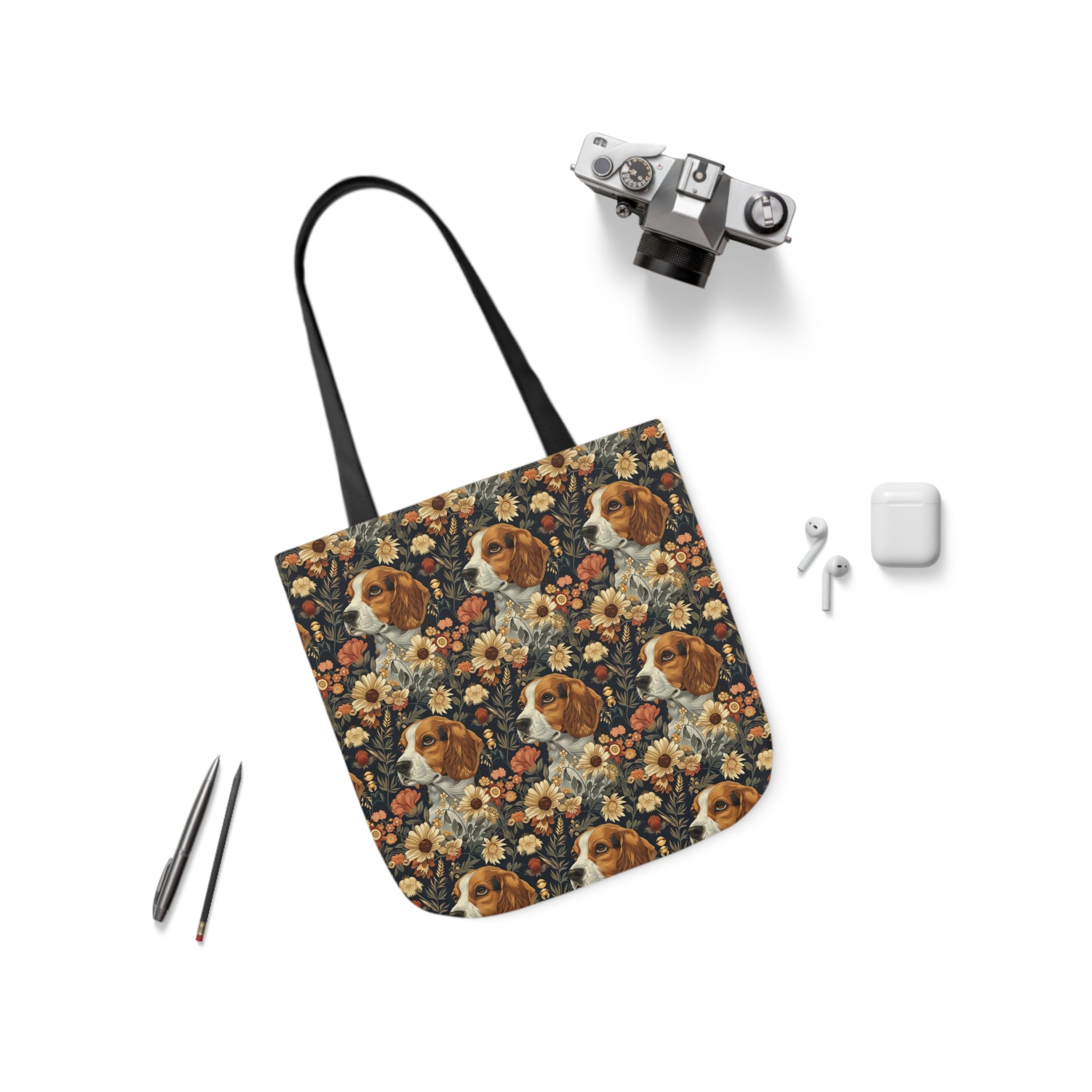 Beagle Blossoms Canvas Tote Bag