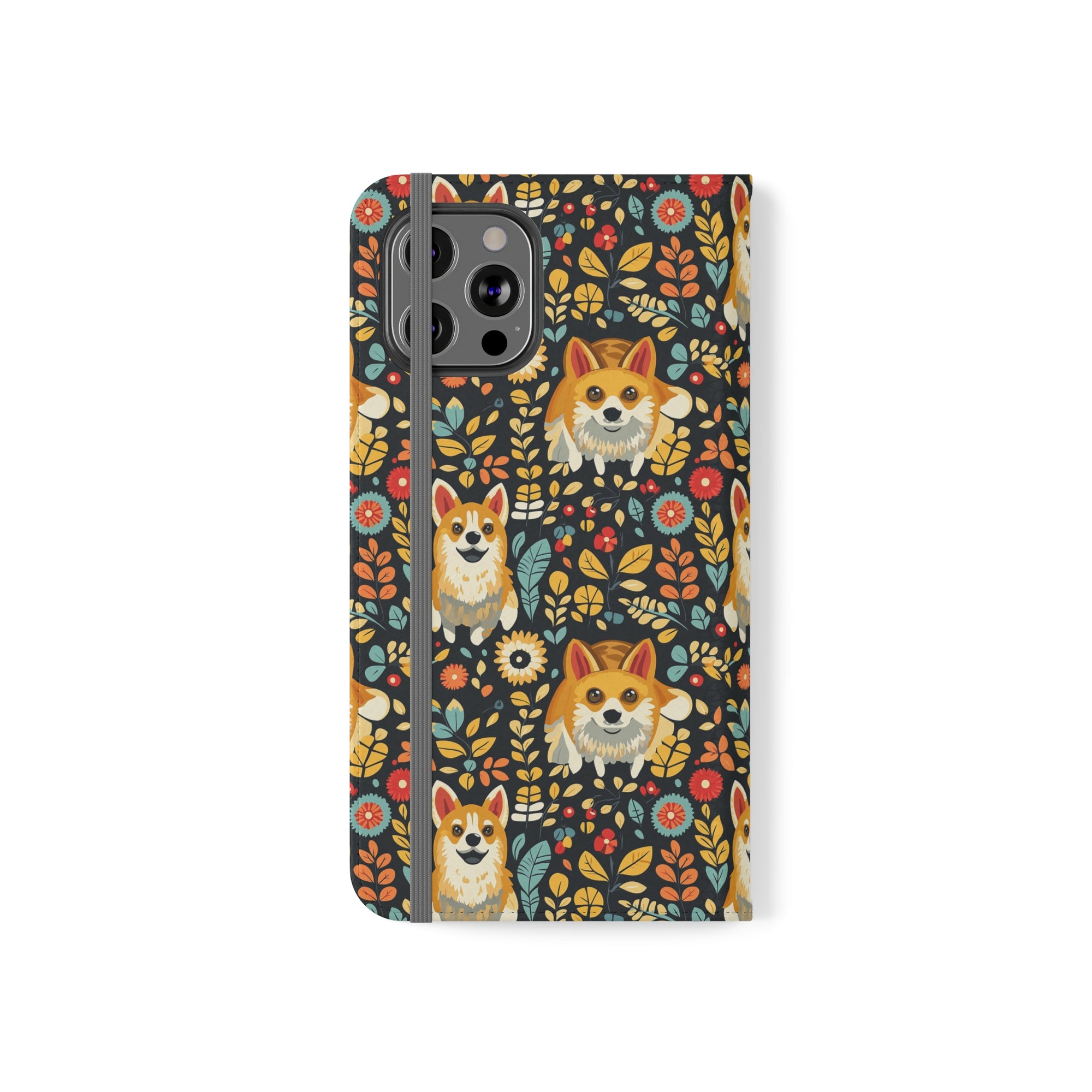 Corgi Rainbow Vine Dream Flip Cases