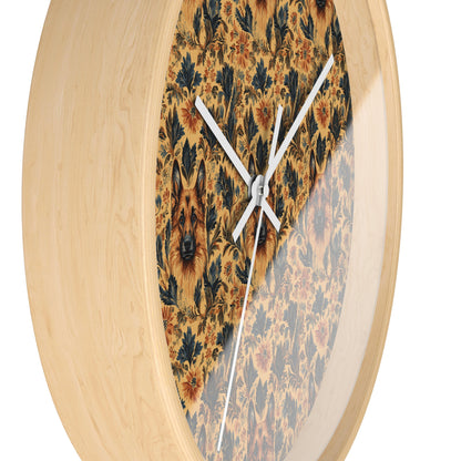 Autumnal German Shepherd Glamour Wall Clock