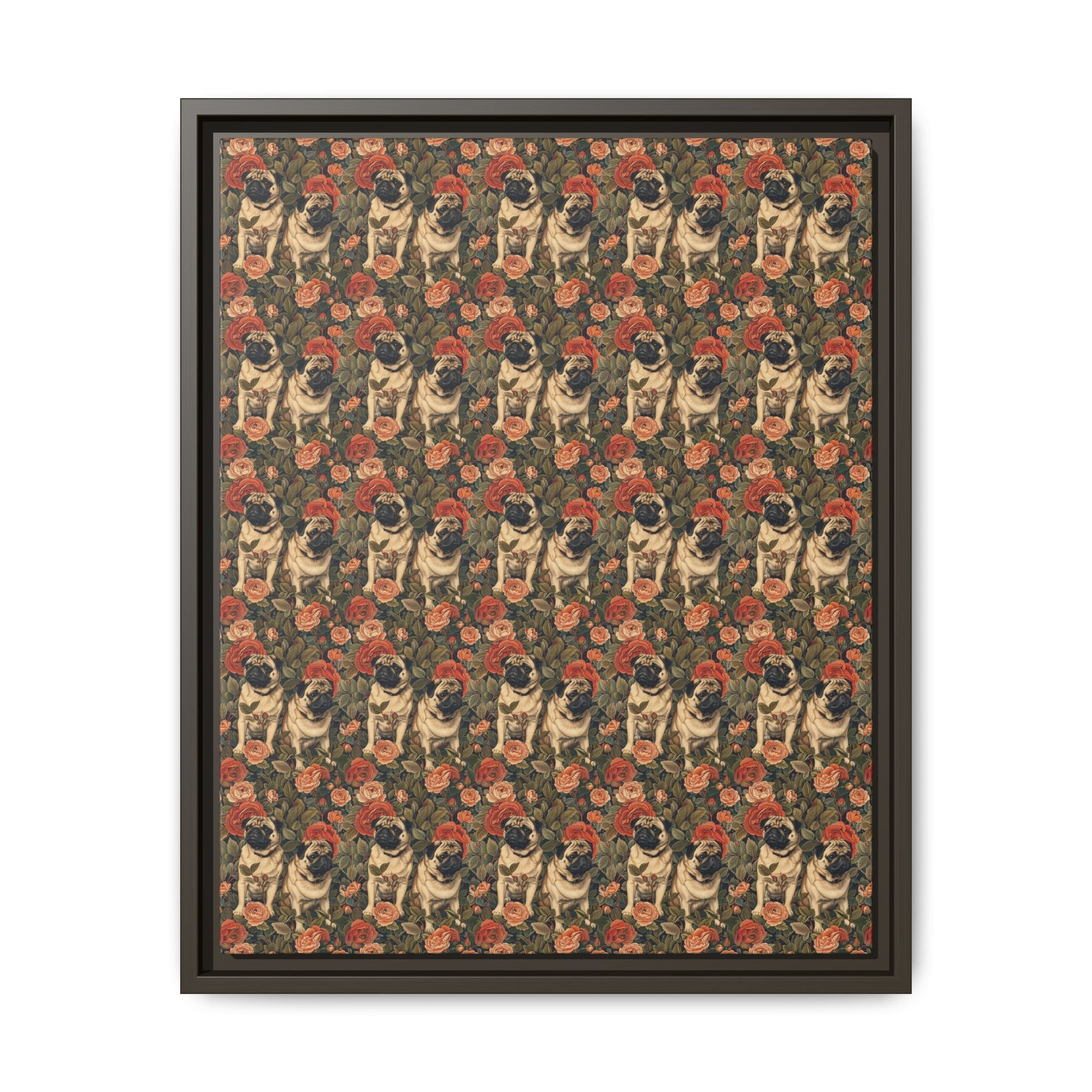 Blooming Pug Paradise Matte Canvas, Framed