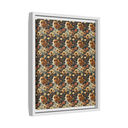 Beagle Blossoms Matte Canvas, Framed