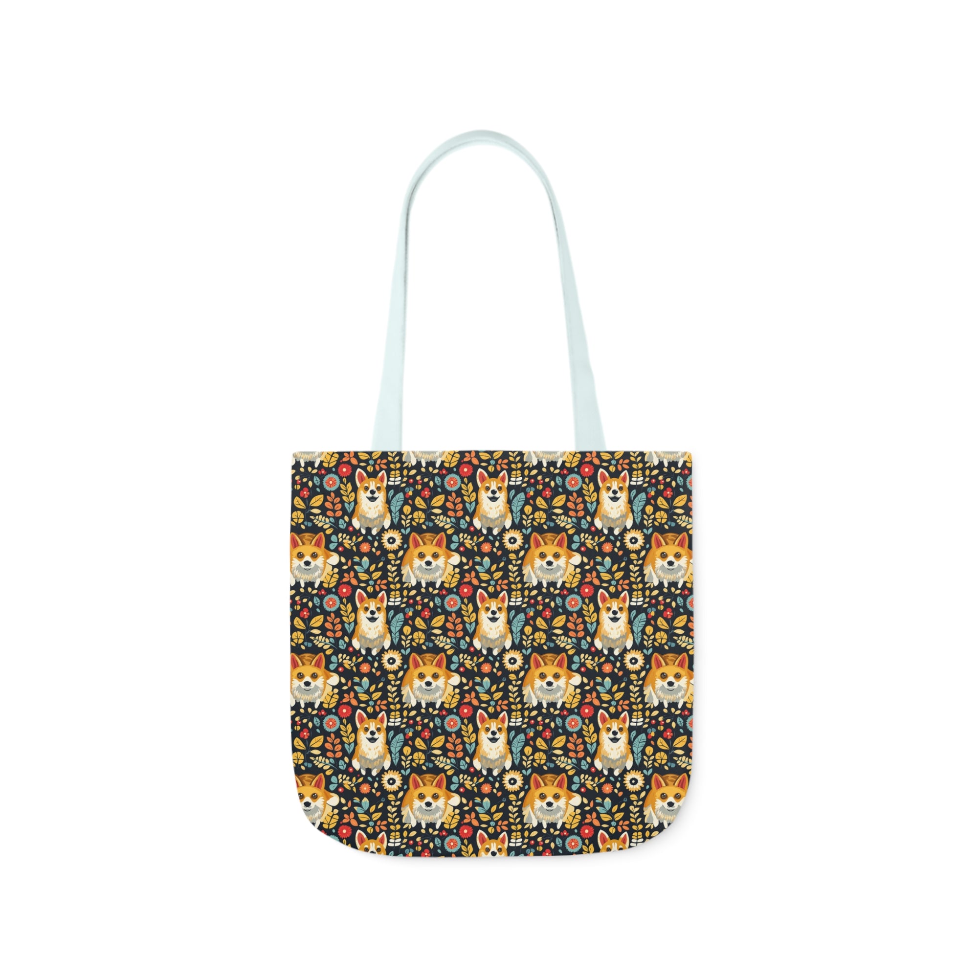 Corgi Rainbow Vine Dream Canvas Tote Bag