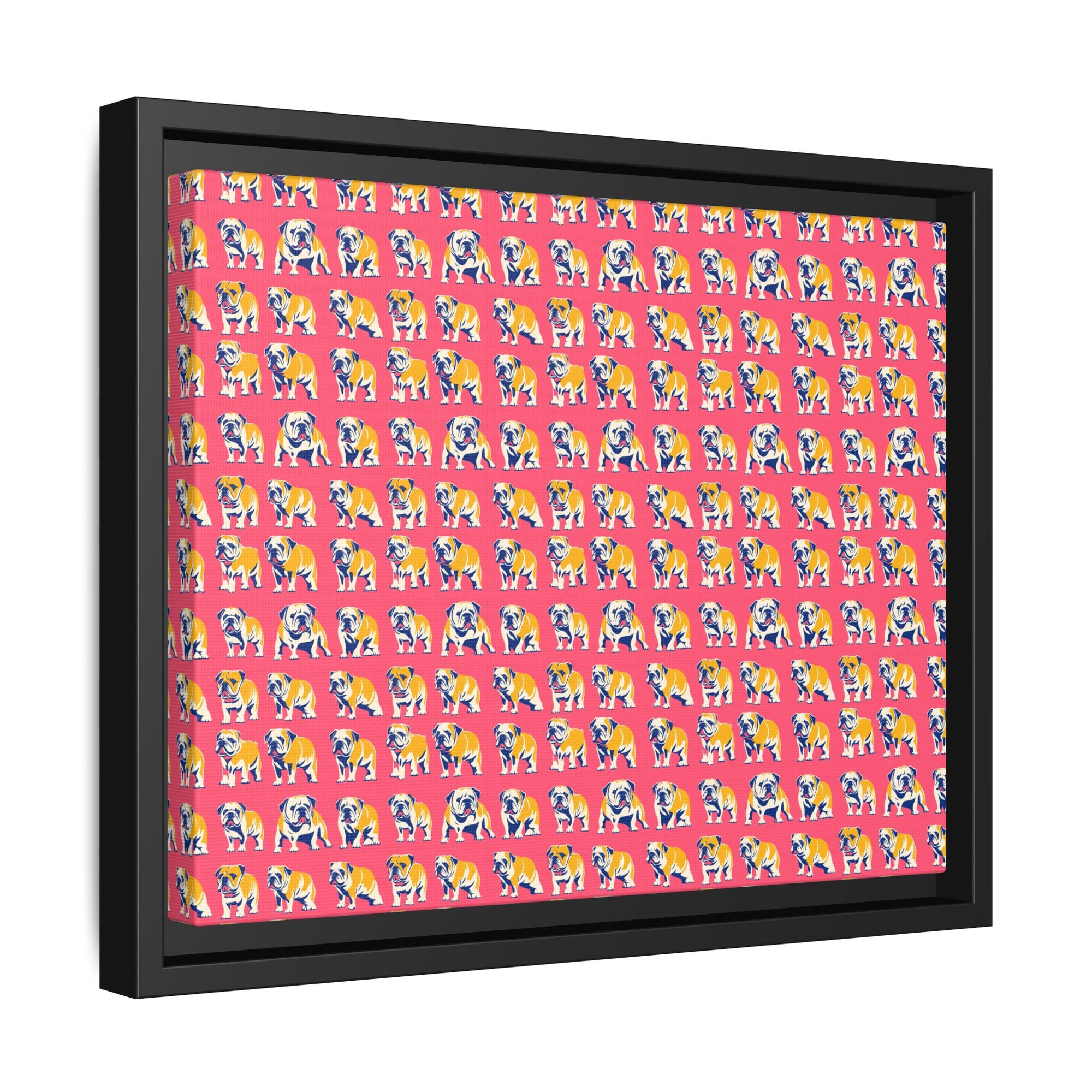 Bubblegum Glamour Bulldog Bouquet Matte Canvas, Framed