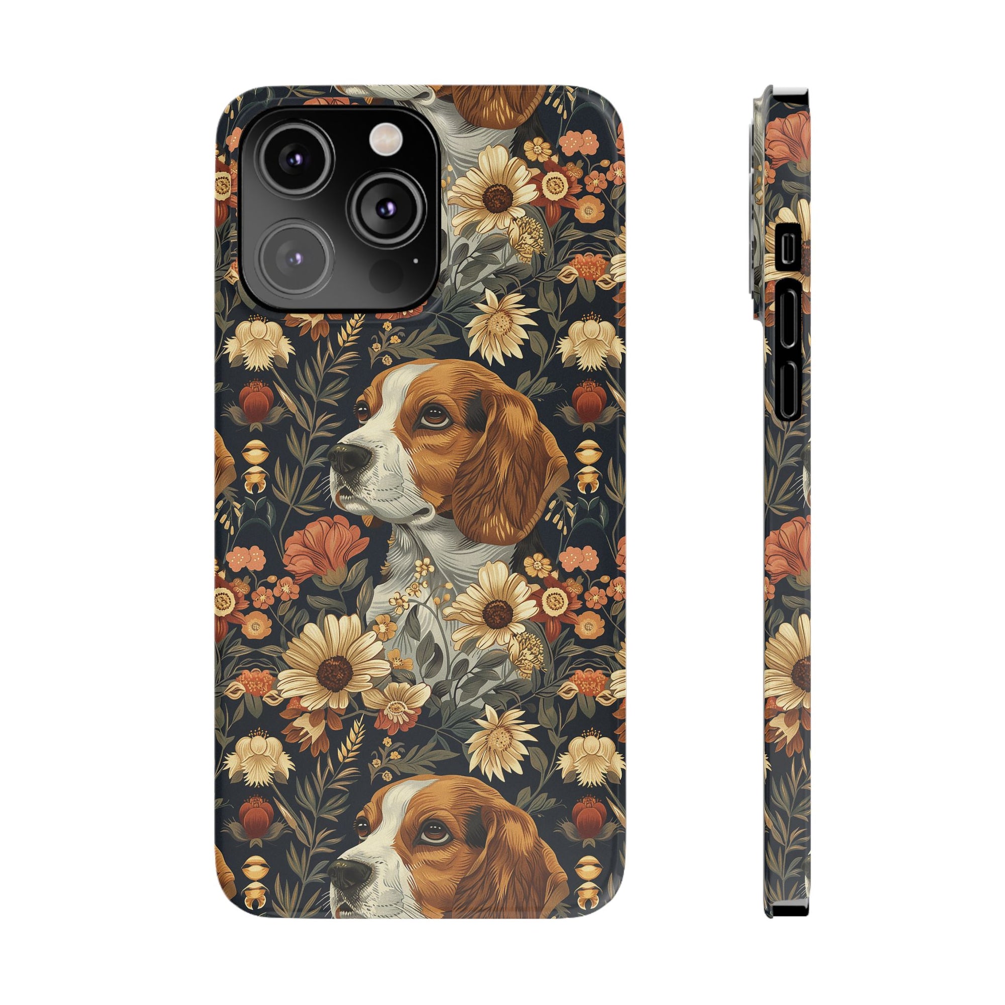 Beagle Blossoms Slim Phone Cases