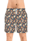 Blooming Bulldog Beauty Men's Mid-Length Swim Shorts