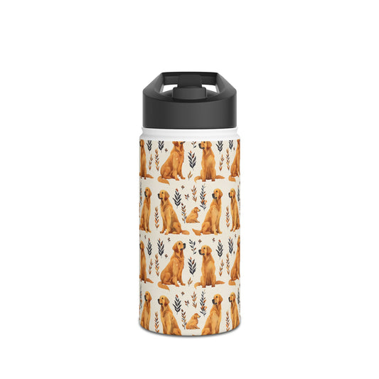 Golden Glamour Paws - Luxe Licks for Regal Retrievers Stainless Steel Water Bottle