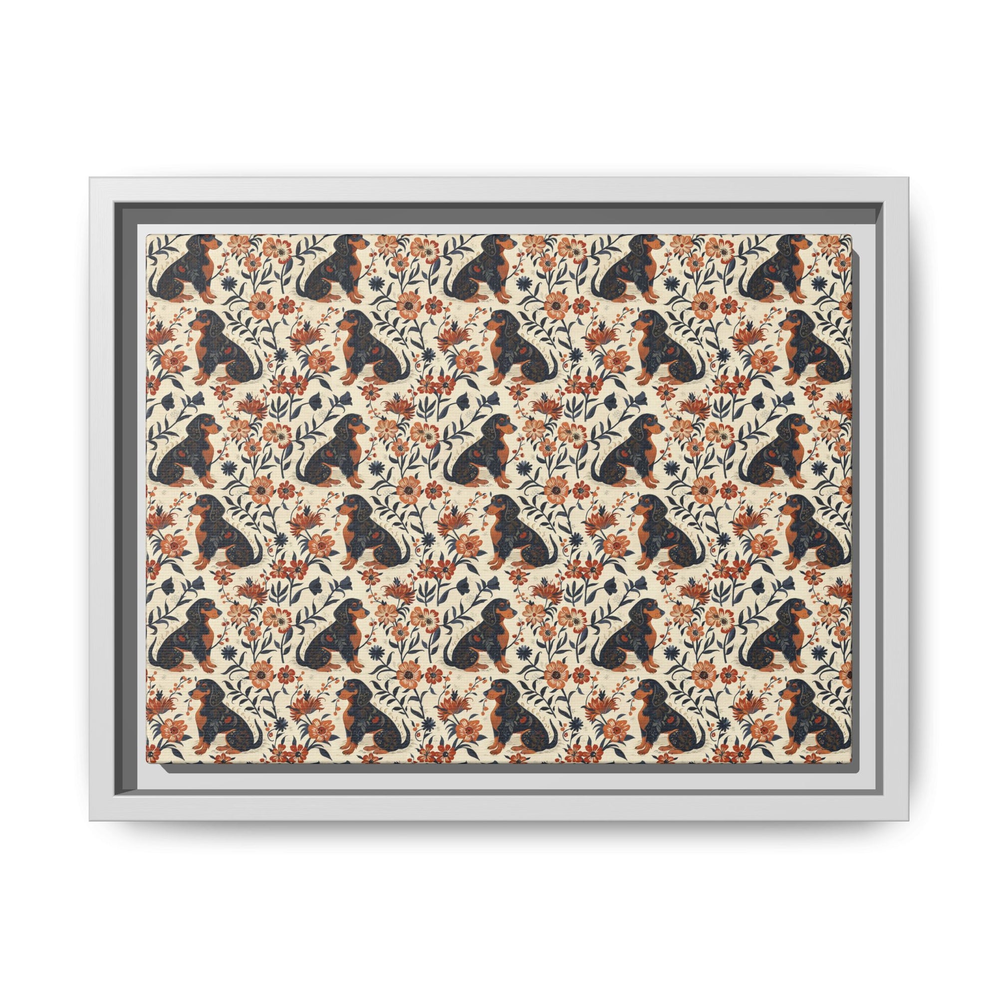 Blossoming Dachshunds Delight Matte Canvas, Framed