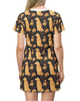 Golden Paws Floral Frenchie T-Shirt Dress