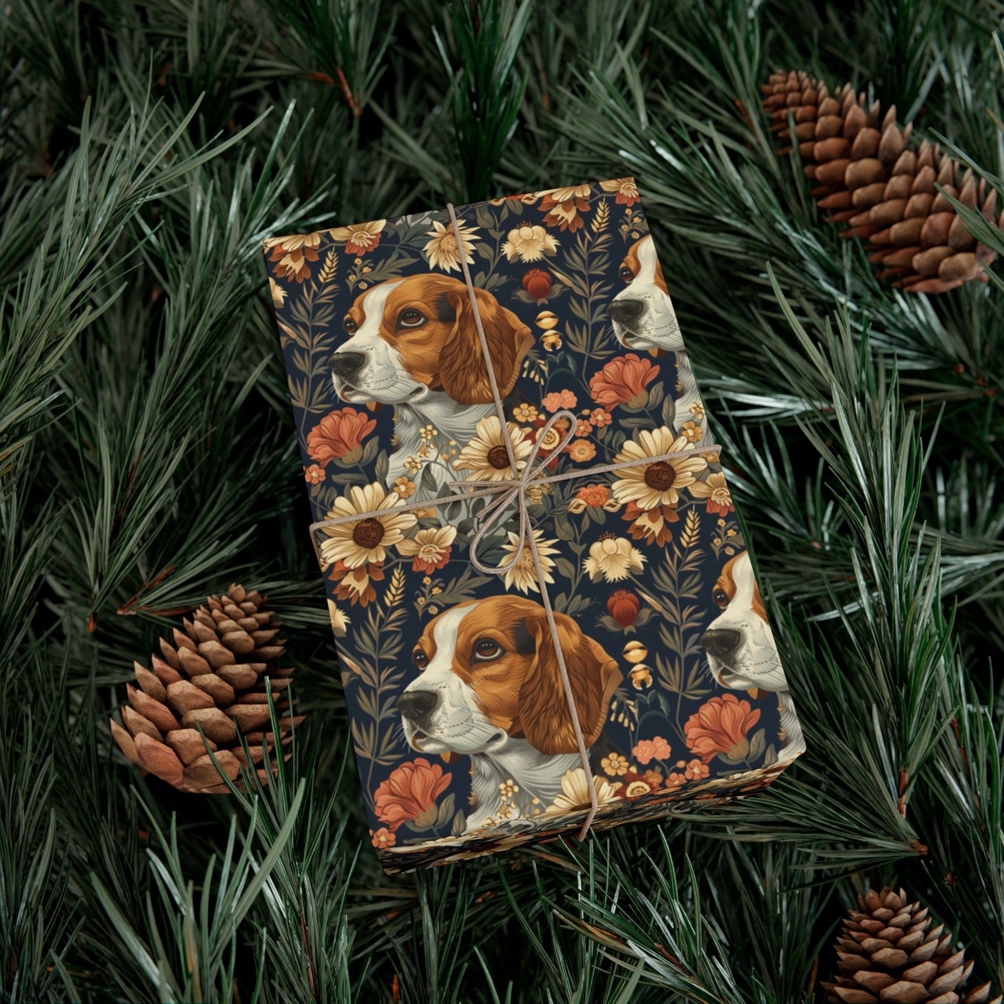 Beagle Blossoms Gift Wrap Papers