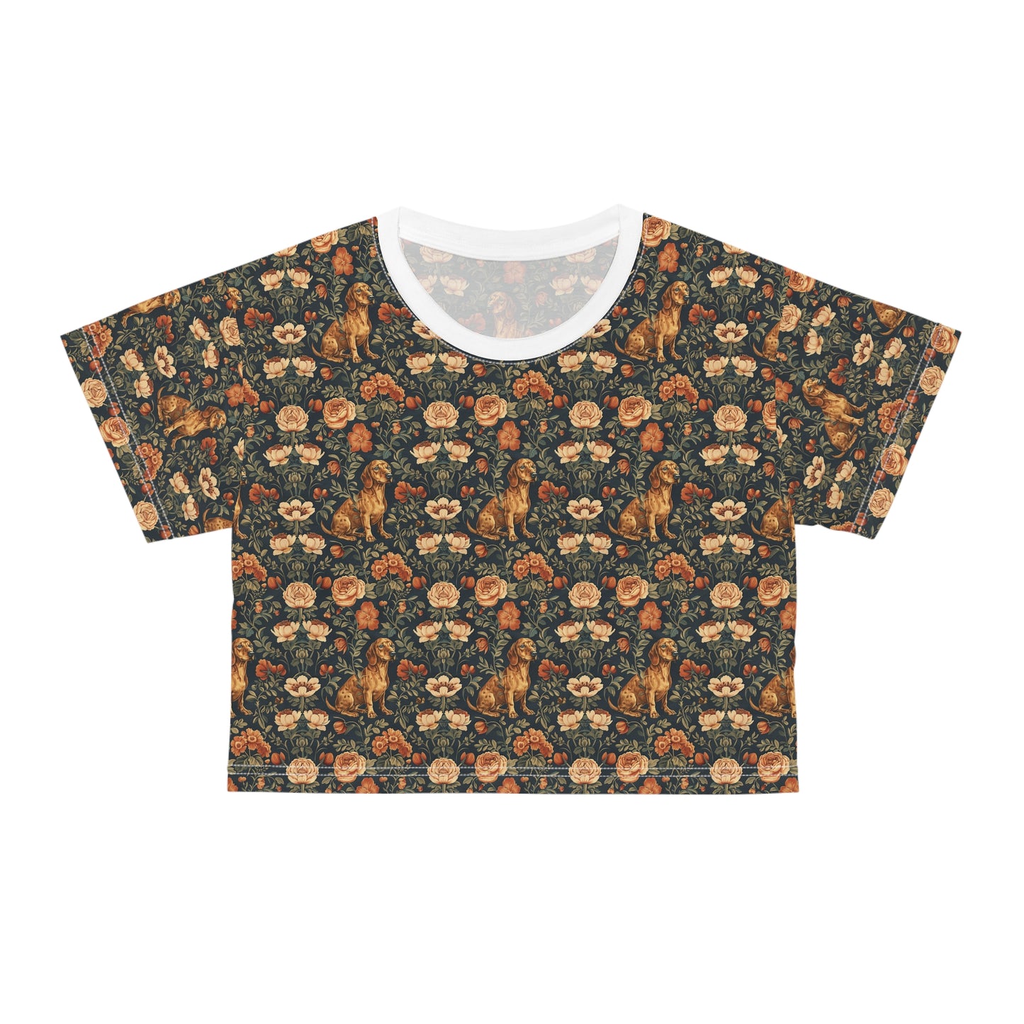 Dazzling Dachsund Blossoms & Foliage Crop Tee