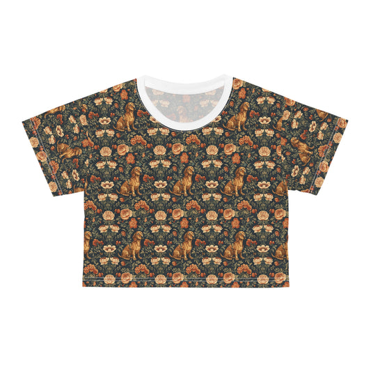 Dazzling Dachsund Blossoms & Foliage Crop Tee