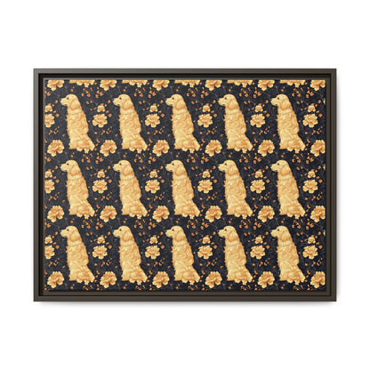 Golden Paws Floral Frenchie Matte Canvas, Framed