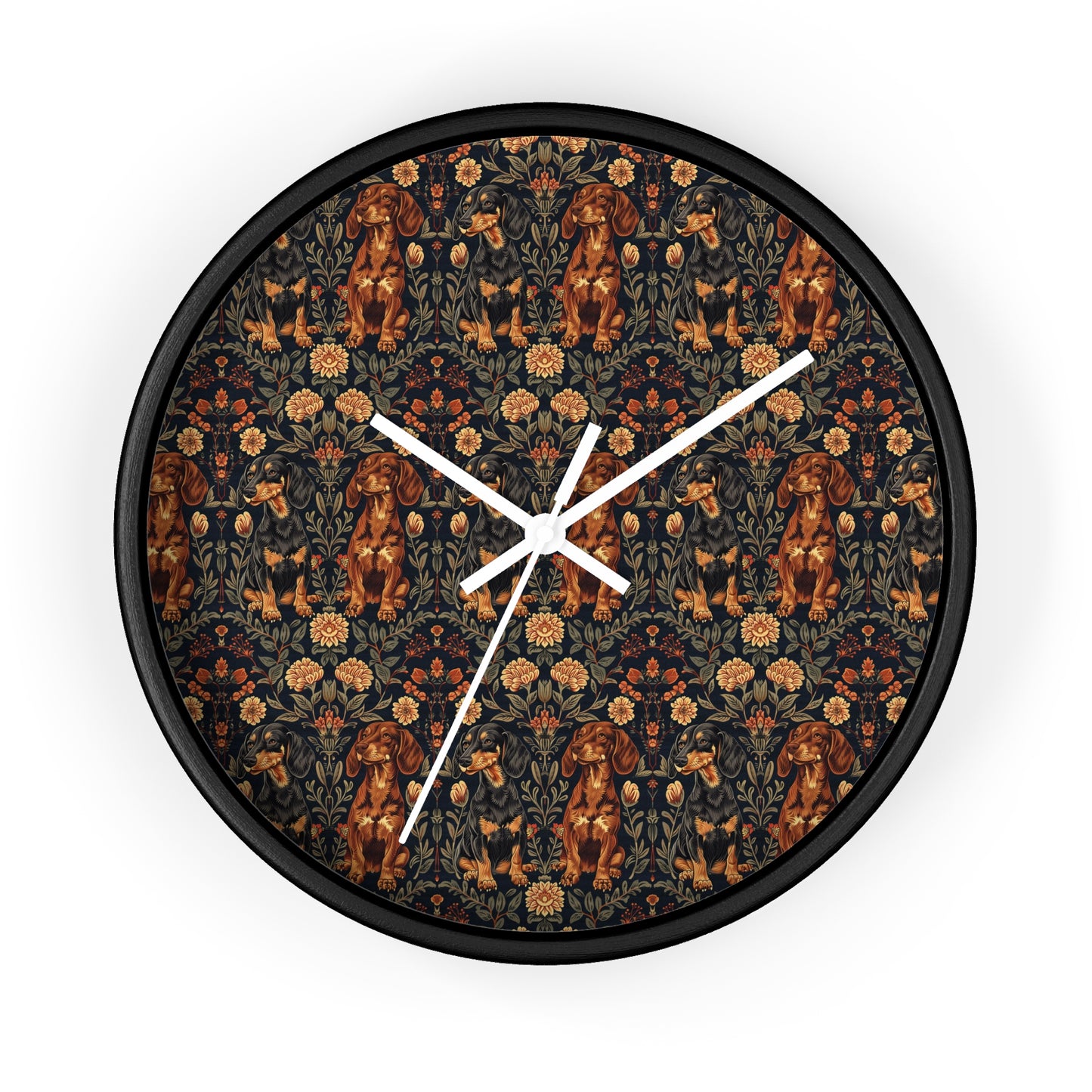 Dapper Dachshund Embroidery Elegance Wall Clock