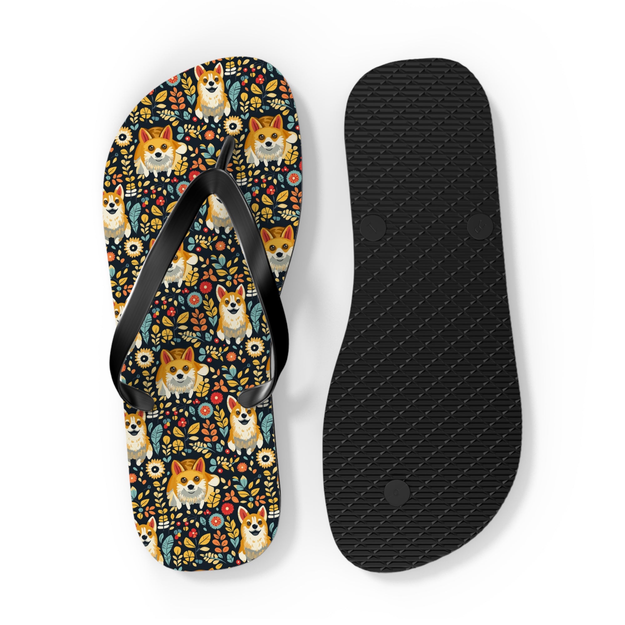 Corgi Rainbow Vine Dream Flip Flops