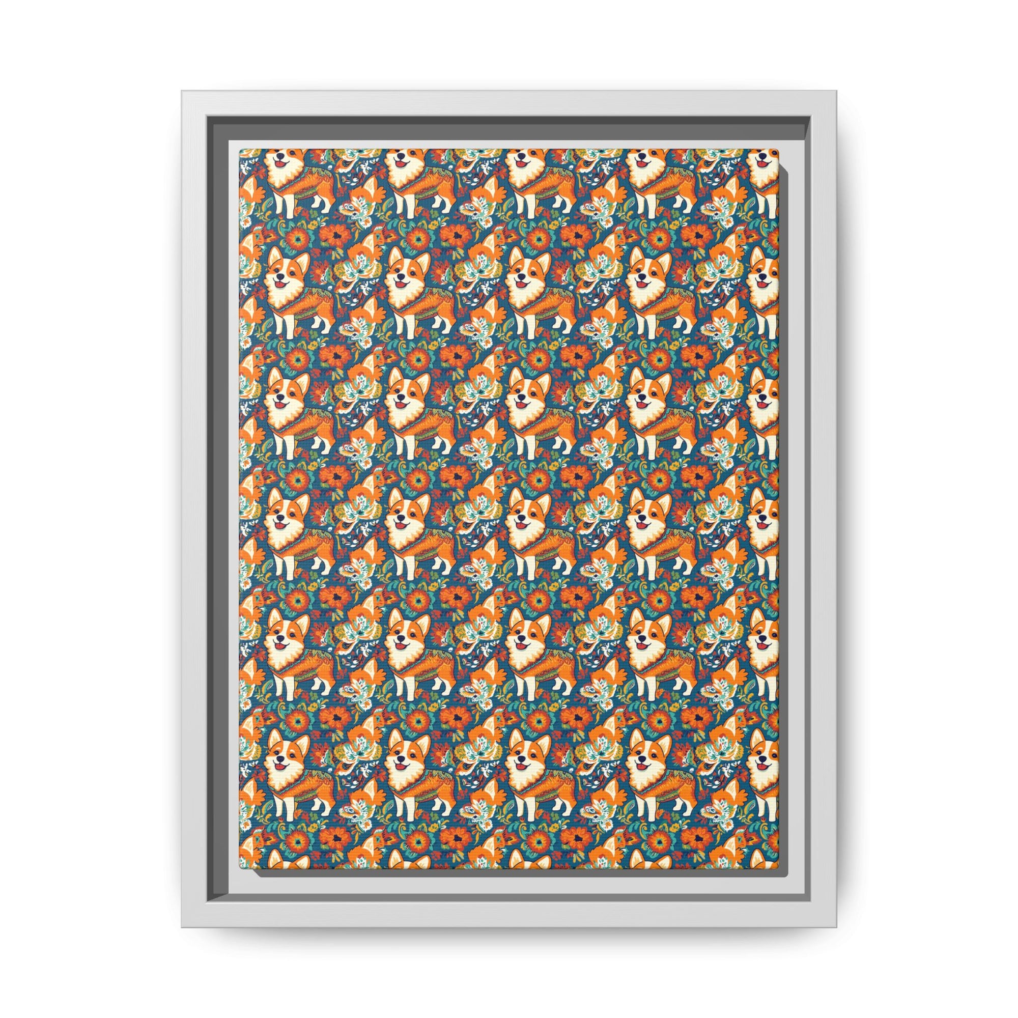 Corgi Carnival Couture Matte Canvas, Framed